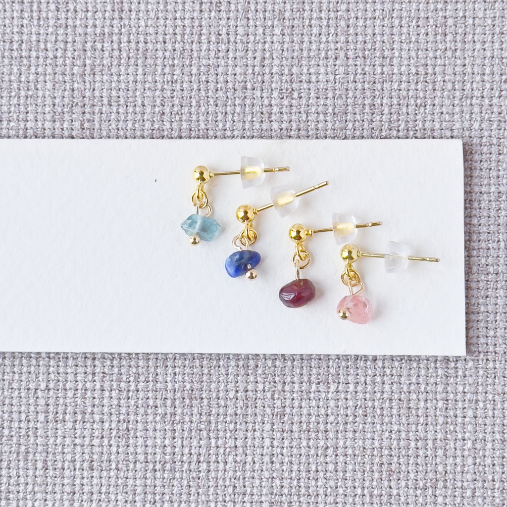 No.214 天然石 重ね付けミニピアスセット 濃色B