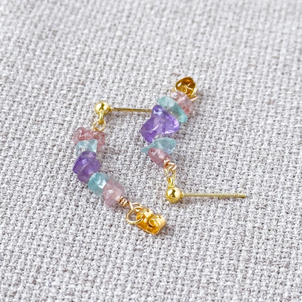 No.210 さざれ石の小ぶりなフープピアス ポッピンクール