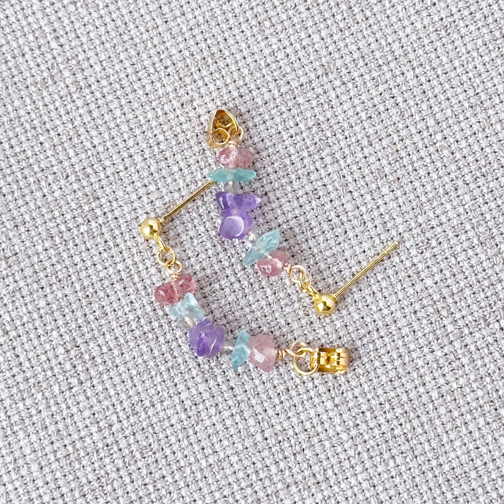 No.210 さざれ石の小ぶりなフープピアス ポッピンクール