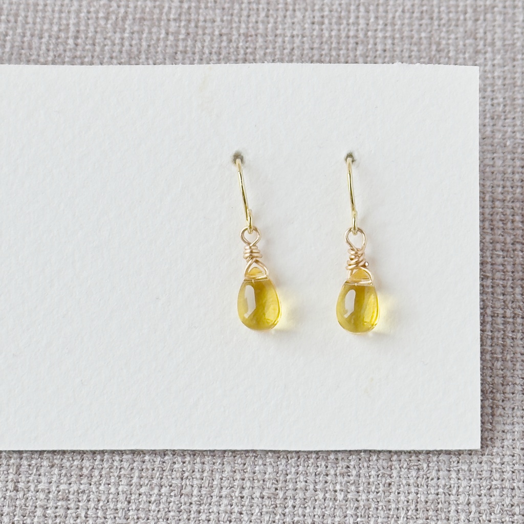 No.206 チェコビーズ 一粒ドロップピアス カナリアイエロー