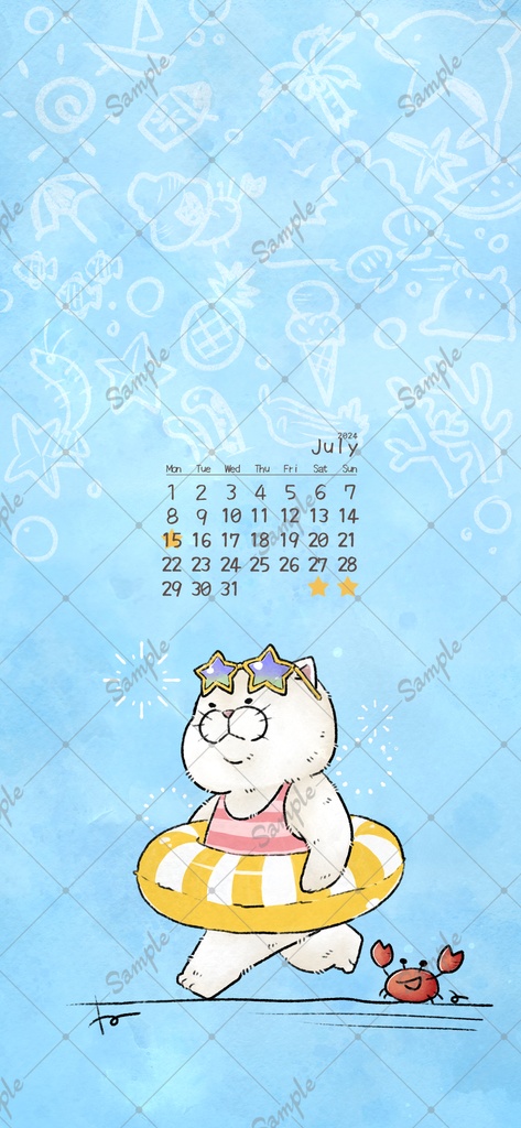 【無料配布】2024年7月待ち受けカレンダー
