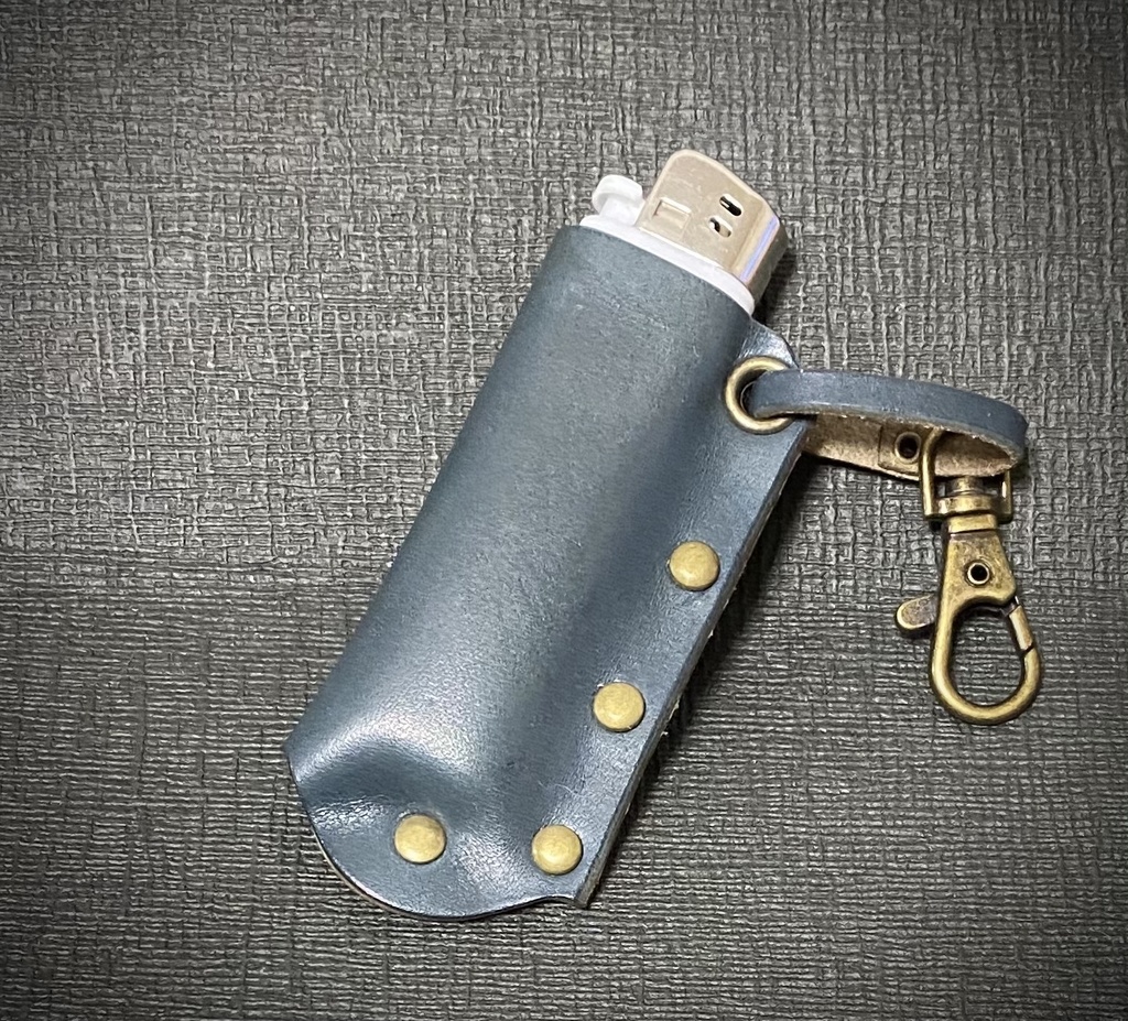 ライターケース　牛本革　ブルー　SALE