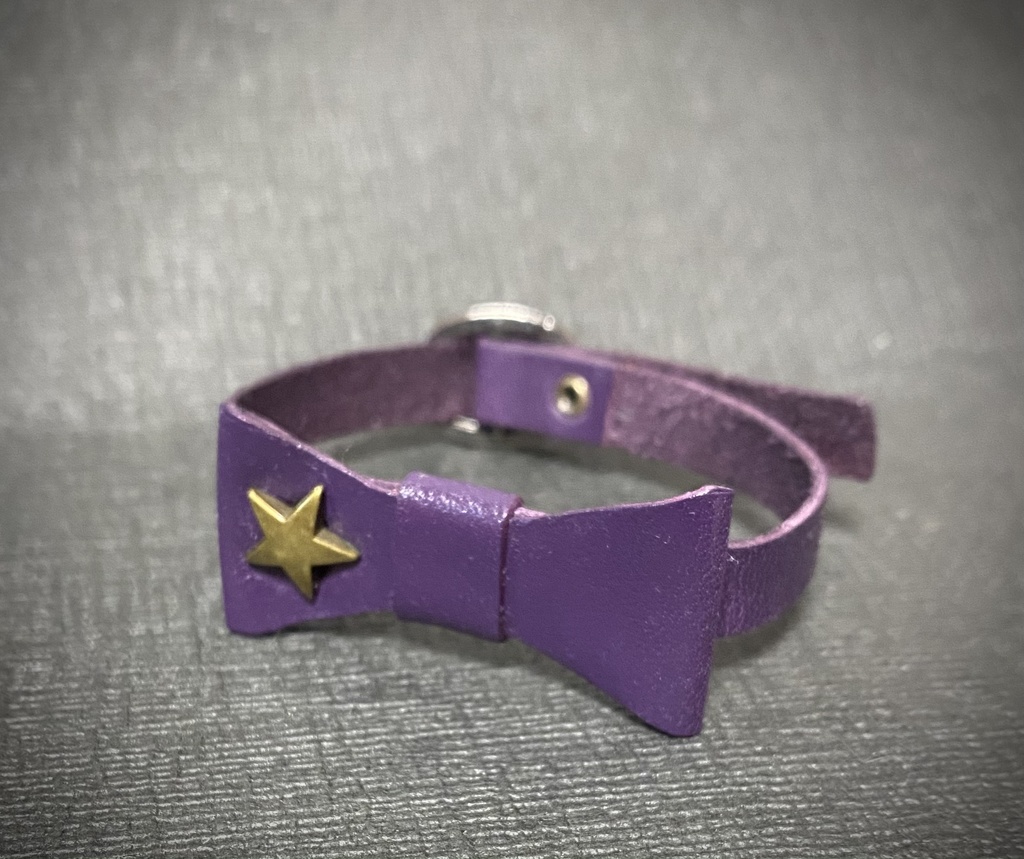 牛本革　ブレスレット　リボン　パープル　SALE