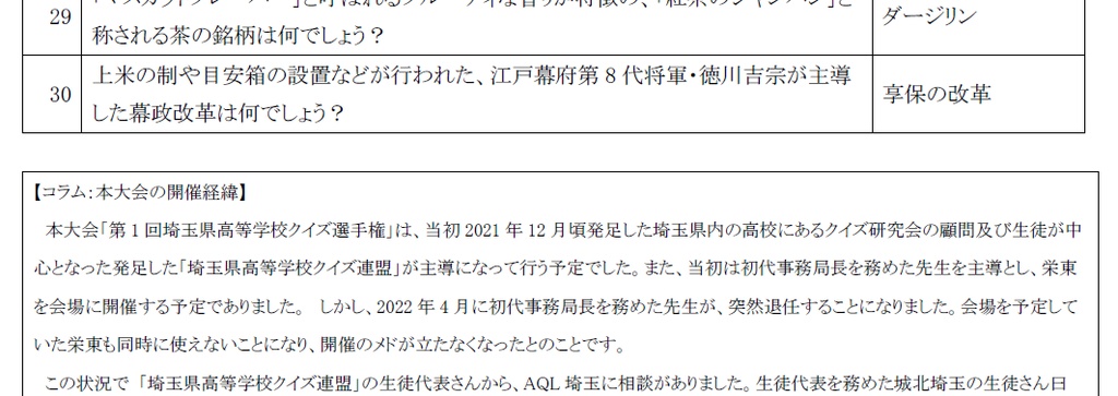 【Excelファイル付き】第1回埼玉県高等学校クイズ選手権 公式問題集