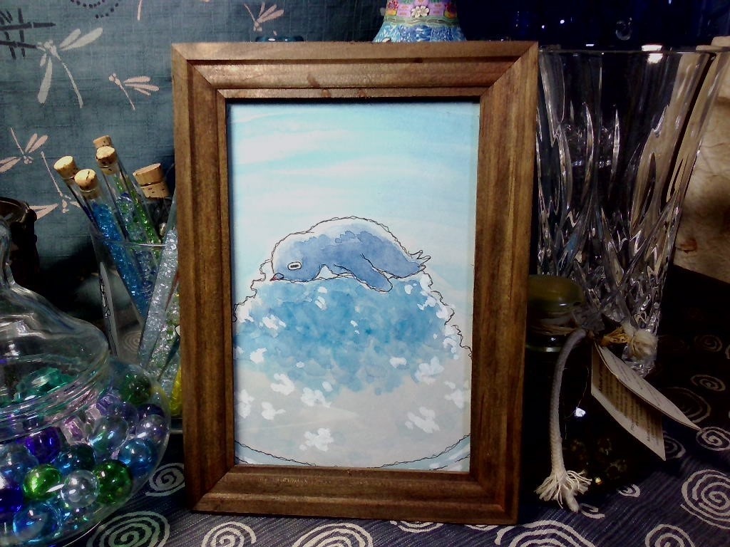 ペンギンイラスト原画 かき氷 寝る ぎんまに Booth