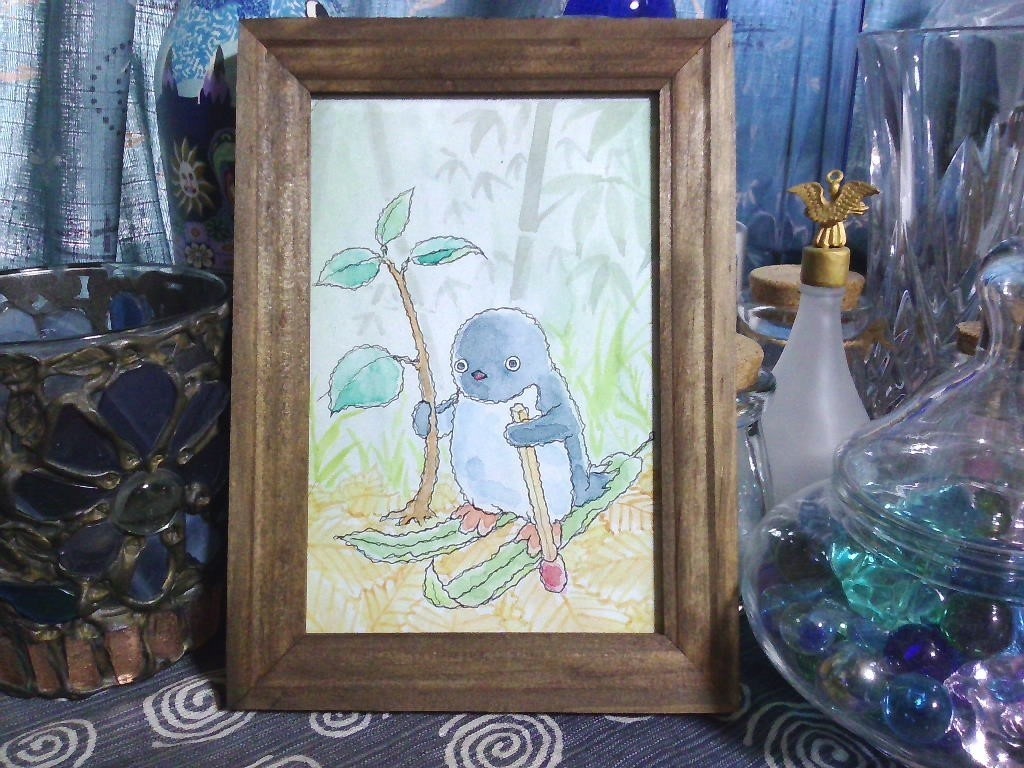 ペンギンイラスト原画 スキー ぎんまに Booth