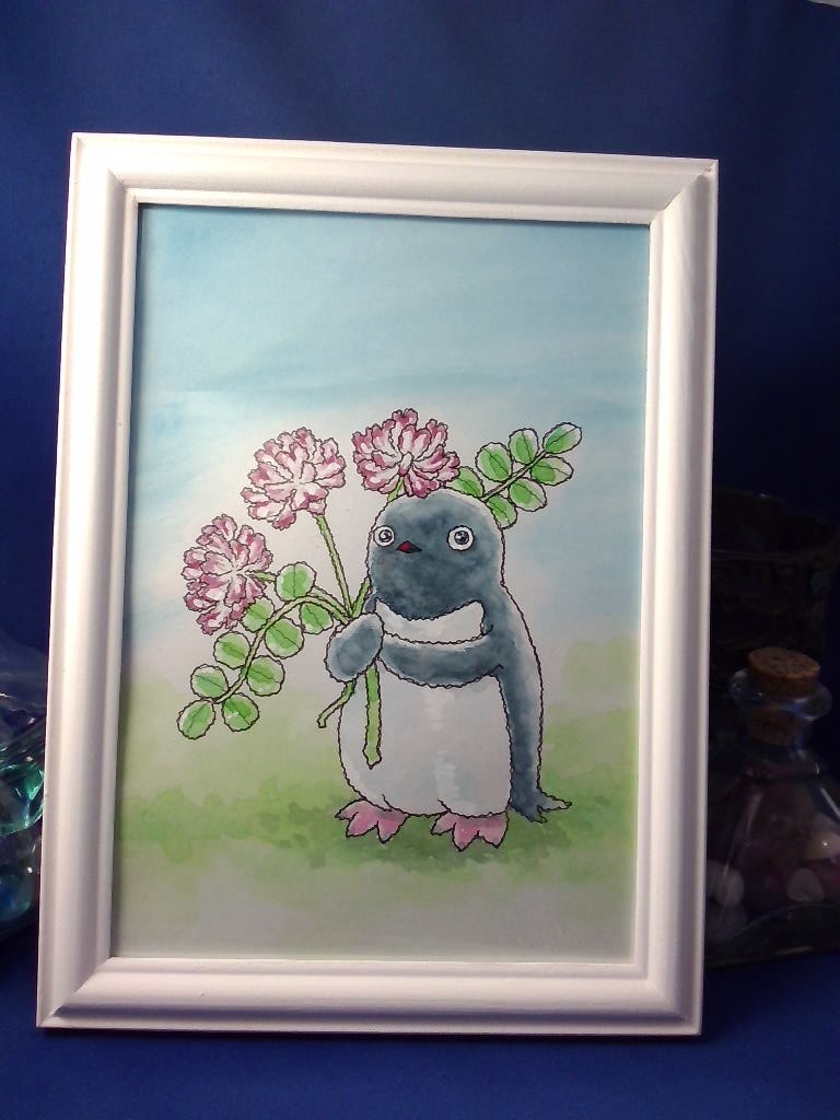 ペンギンイラスト原画「レンゲ」