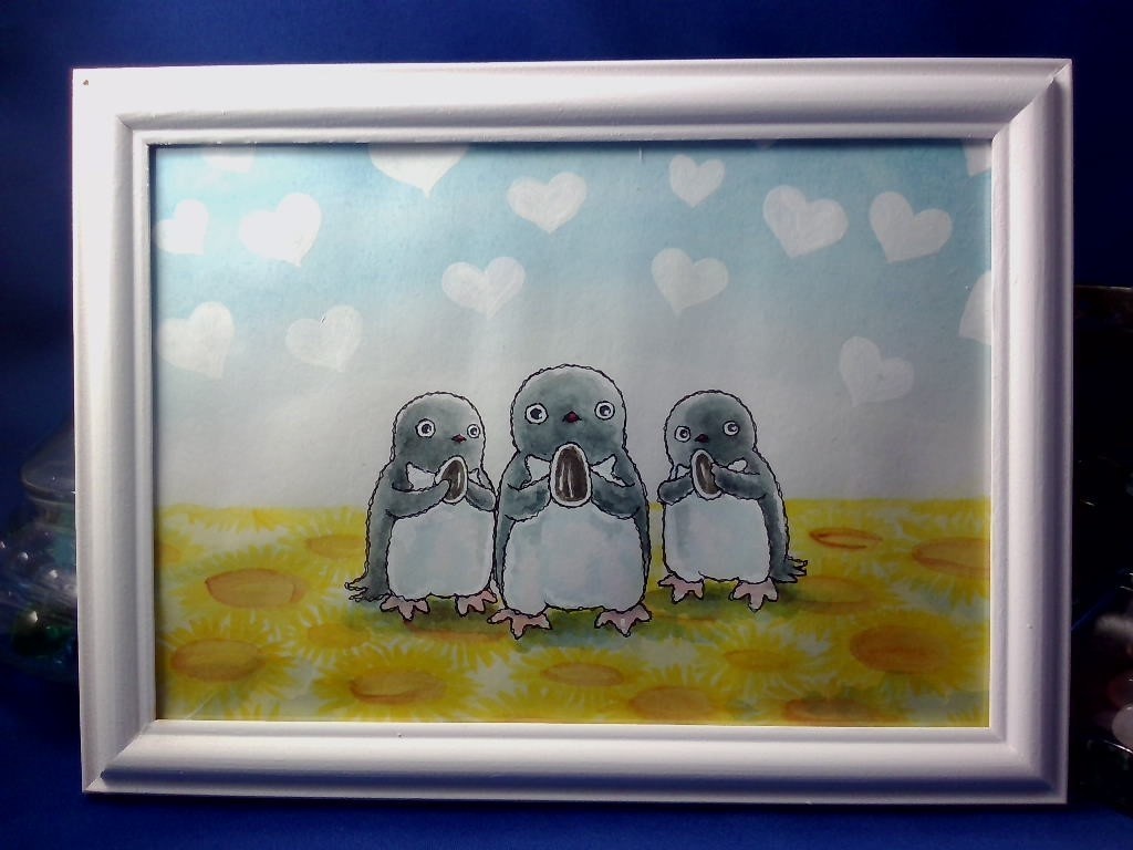 ペンギンイラスト原画 ひまわり ペンギンのお店 ぎんまに Booth