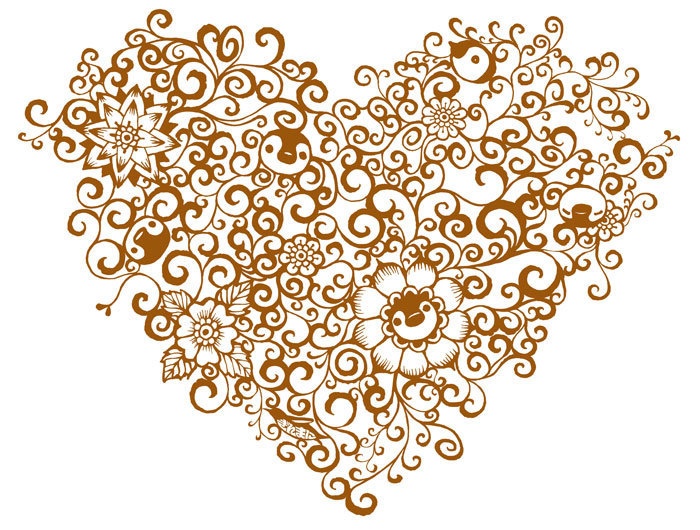 ペンギントートMサイズ〈ハート唐草・ちゃいろ〉