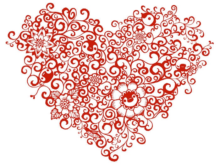 ペンギントートMサイズ〈ハート唐草・あかいろ〉