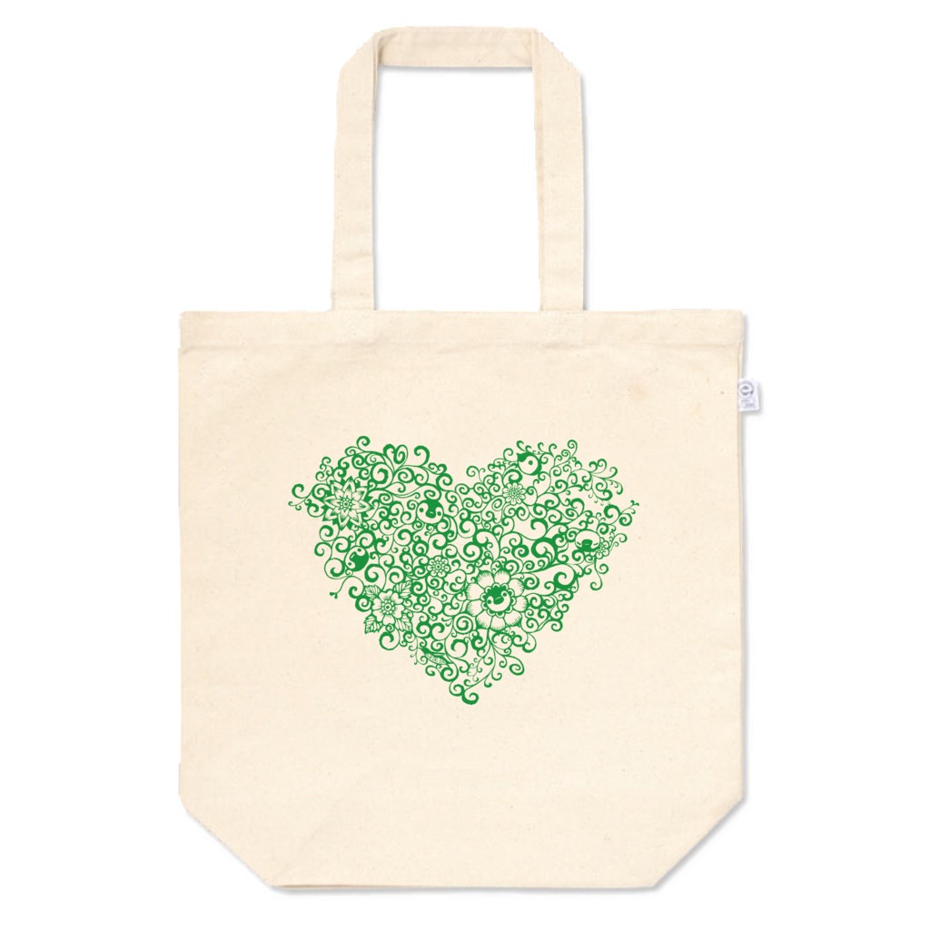 ペンギントートMサイズ〈ハート唐草・みどりいろ〉