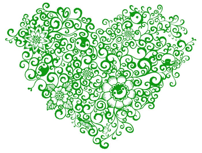 ペンギントートMサイズ〈ハート唐草・みどりいろ〉