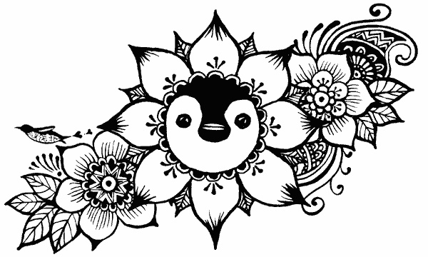 ペンギントートSサイズ〈お花・黒〉