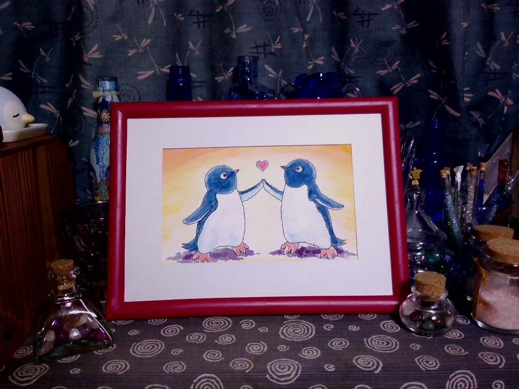 ペンギンイラスト原画「ハーイ！」 - ペンギンのお店〈ぎんまに〉 - BOOTH