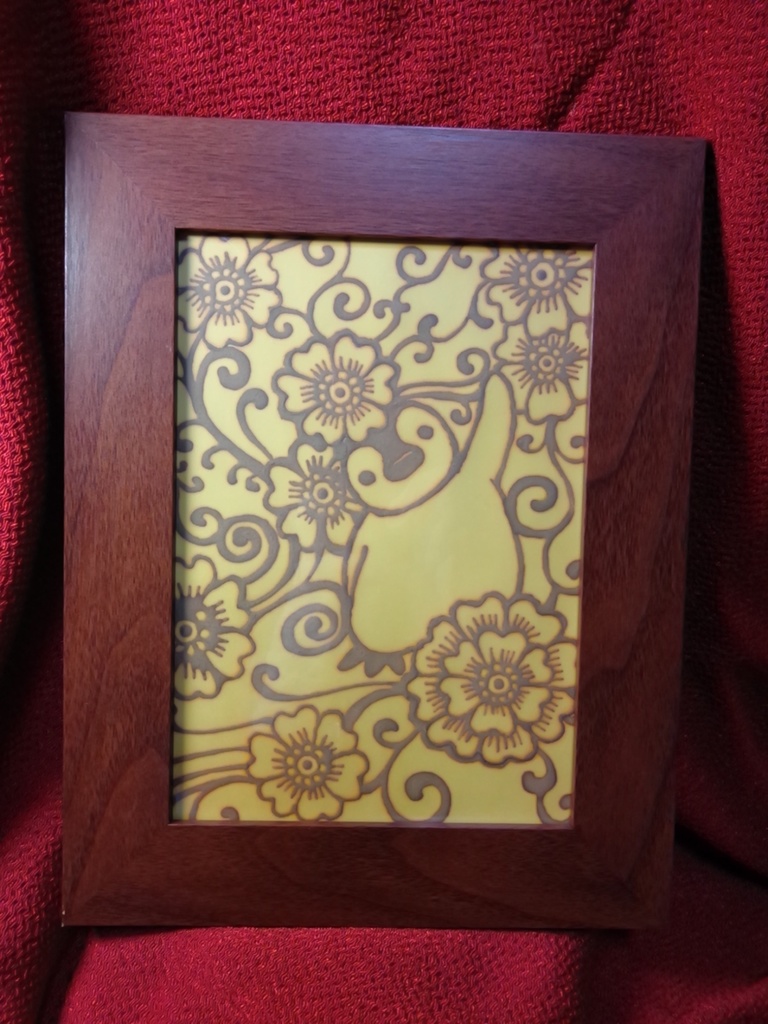 ペンギンイラスト原画「ひな唐草」