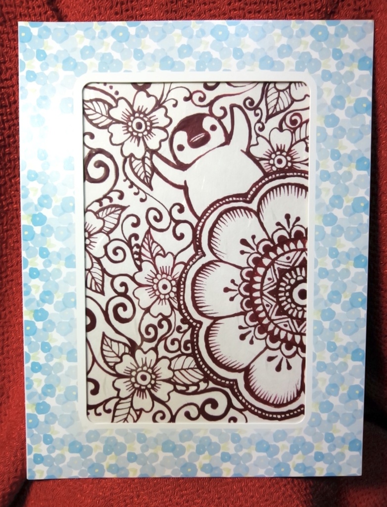 ペンギンイラスト原画「ばんざい」