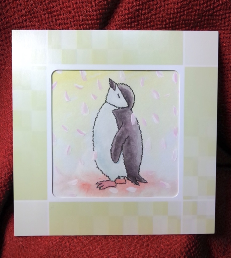 ペンギンイラスト原画「花ヒゲ」 ペンギンのお店〈ぎんまに〉 BOOTH