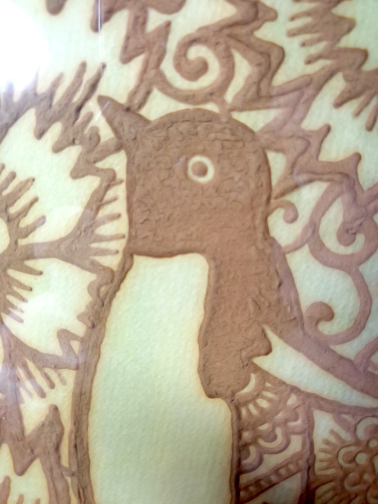 ペンギンイラスト原画「花アデリー」