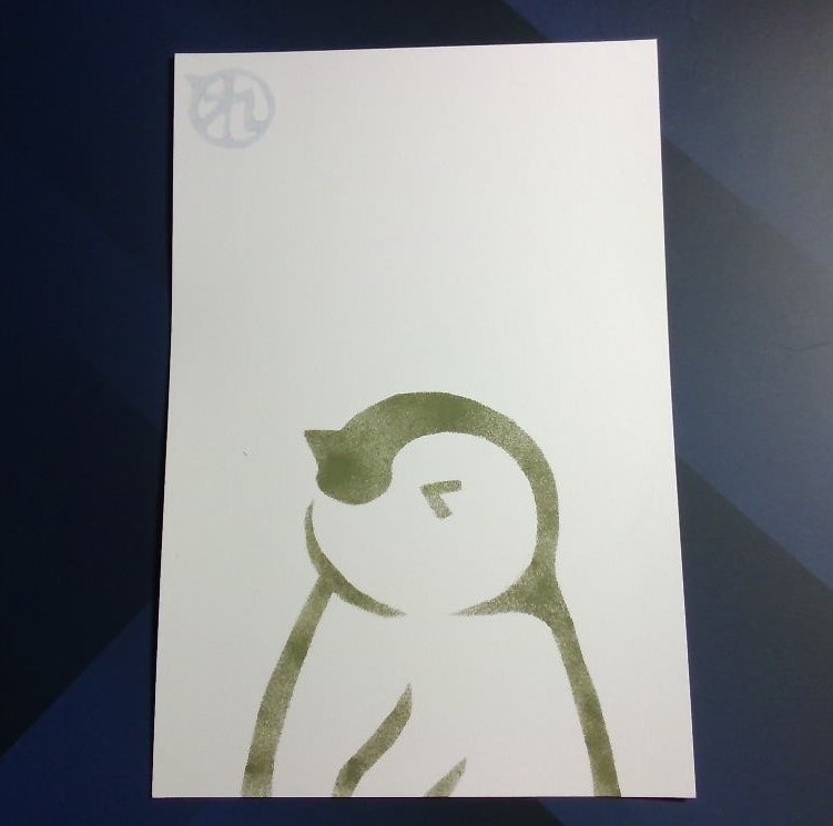 ペンギンポストカード（ひな・横顔・オリーブ）