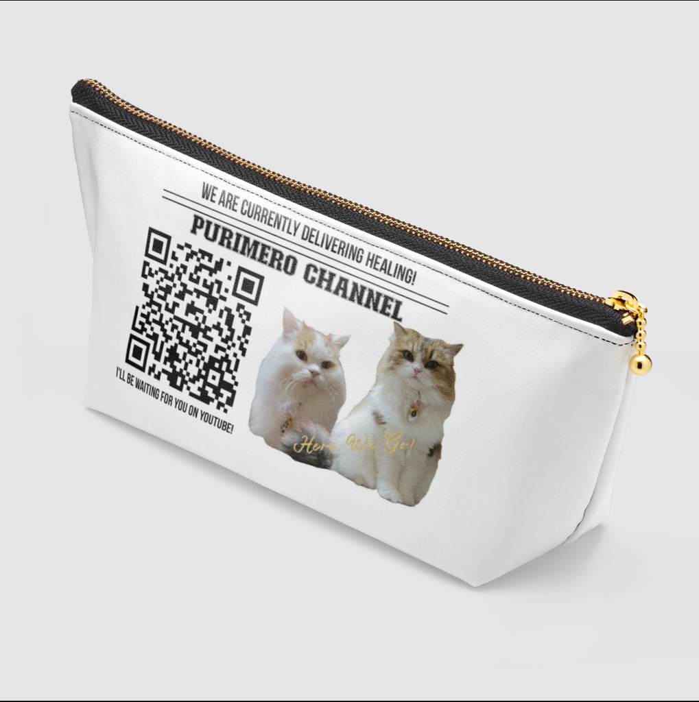 ぷりめろポーチ 「Here We Go!」ファスナーカラー2色展開 ホワイト/ブラック