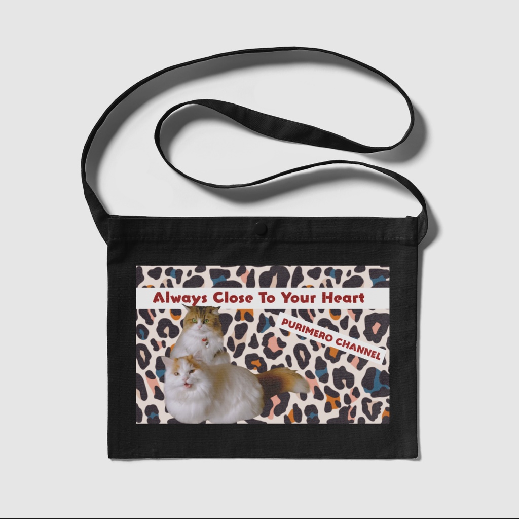 ぷりめろサコッシュ「Colorful Leopard」カラー4展開ナチュラル/ブラック/ネイビー/ライトグレー