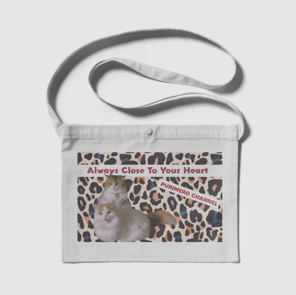 ぷりめろサコッシュ「Colorful Leopard」カラー4展開ナチュラル/ブラック/ネイビー/ライトグレー