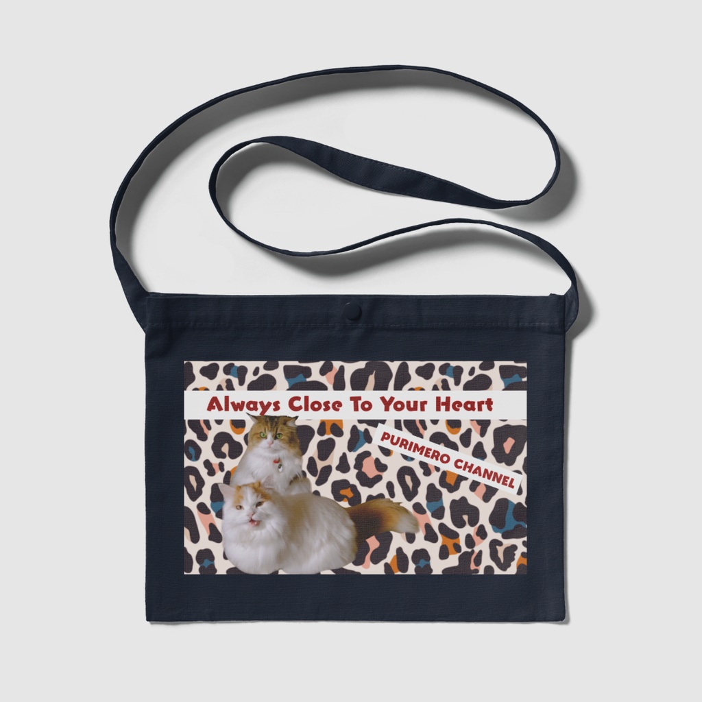 ぷりめろサコッシュ「Colorful Leopard」カラー4展開ナチュラル/ブラック/ネイビー/ライトグレー