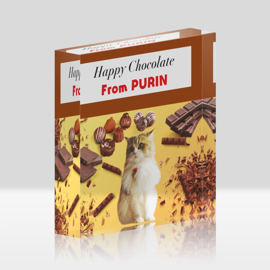 ぷりめろアクリルブロック「Happy Chocolate♥From PURIN」サイズ100㍉×100㍉