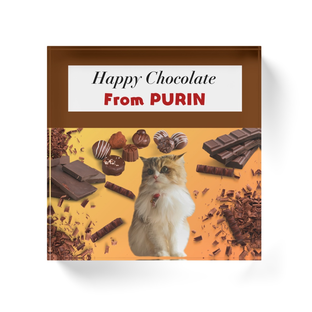 ぷりめろアクリルブロック「Happy Chocolate♥From PURIN」サイズ100㍉×100㍉