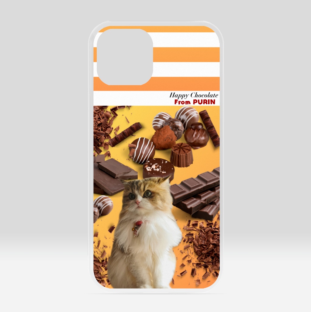 ぷりめろiPhoneケースクリア「Happy Chocolate♥From PURIN」iPhone13/13Pro/13ProMax ※13シリーズ以下はご相談ください💕