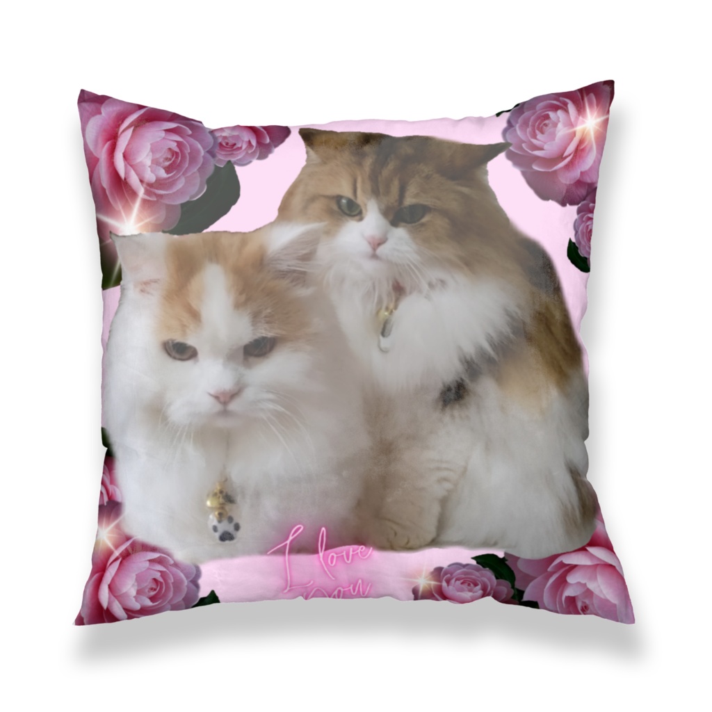 ぷりめろクッションカバー「I LOVE YOU」ShirakababiraさんFLOWERフォトコラボシリーズ