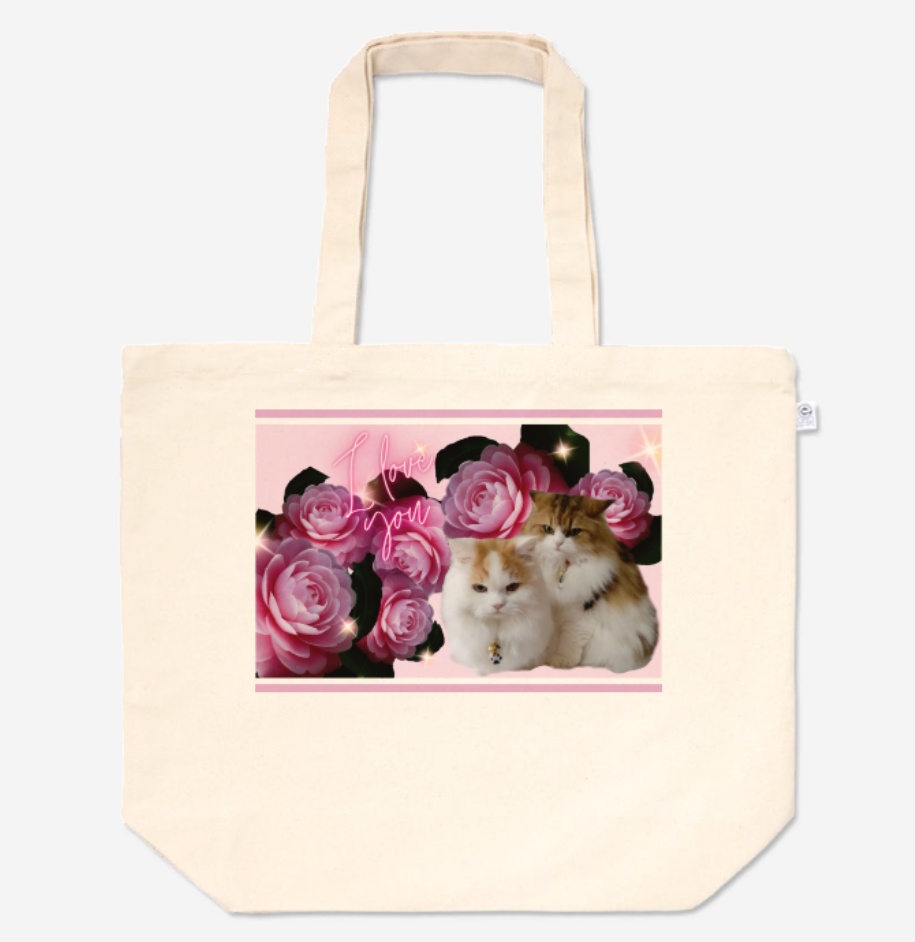 ぷりめろトートバック「I LOVE YOU」ShirakababiraさんFLOWERフォトコラボシリーズ
