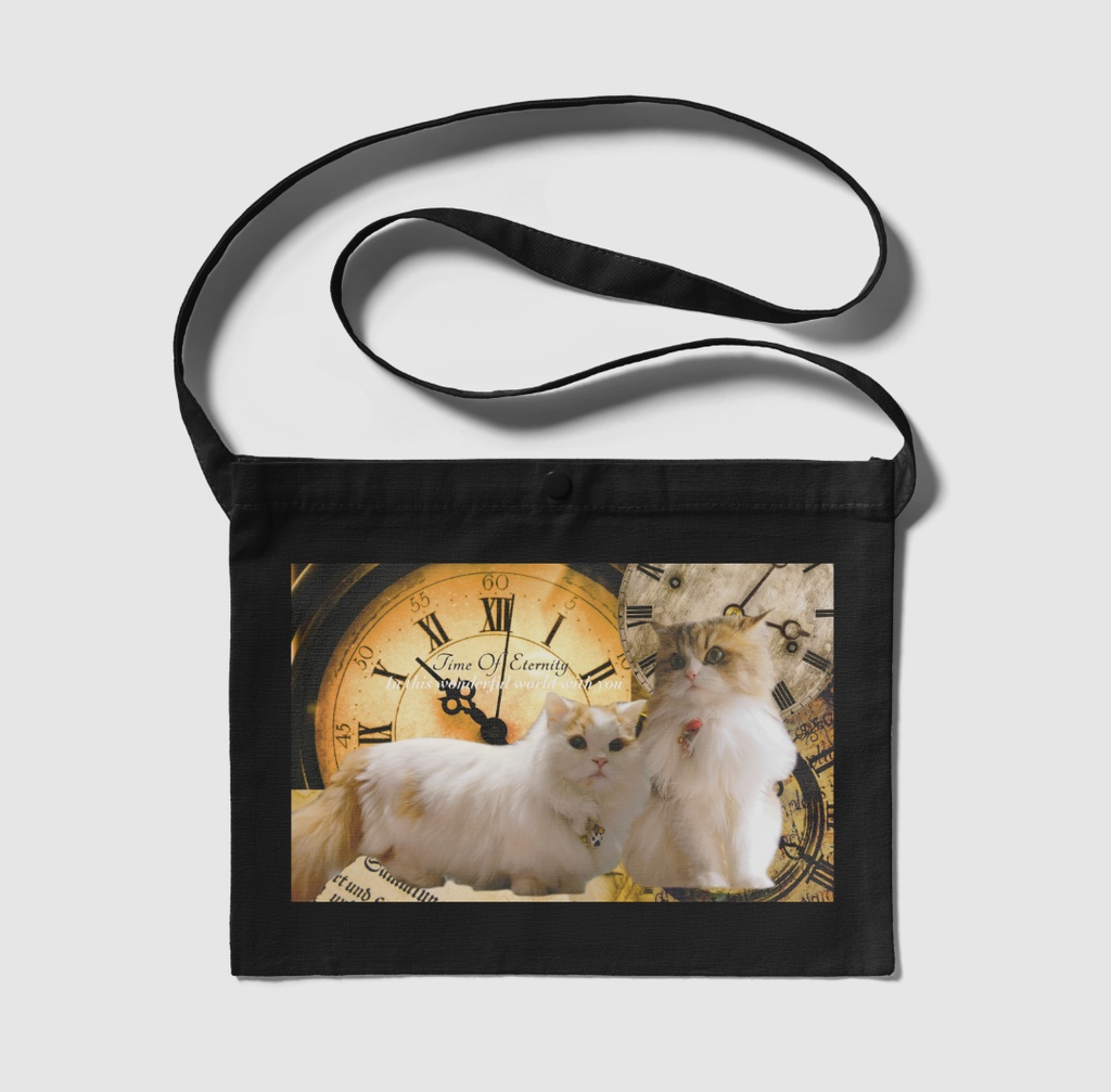 ぷりめろサコッシュ「Time Of Eternity」カラー4展開 ナチュラル/ブラック/ネイビー/ライトグレー