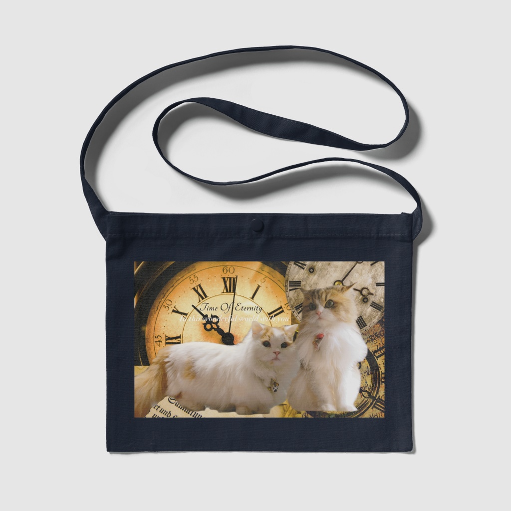 ぷりめろサコッシュ「Time Of Eternity」カラー4展開 ナチュラル/ブラック/ネイビー/ライトグレー