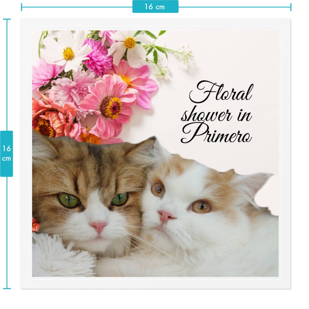 ぷりめろステッカー「Floral ♥Shower in PURIMERO」パターンA サイズ2展開:16㌢/10㌢