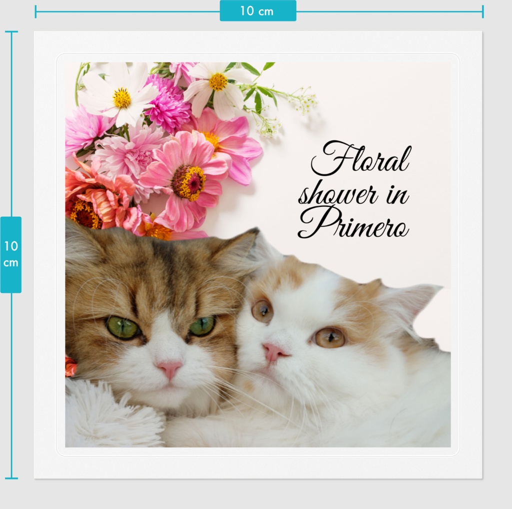 ぷりめろステッカー「Floral ♥Shower in PURIMERO」パターンA サイズ2展開:16㌢/10㌢