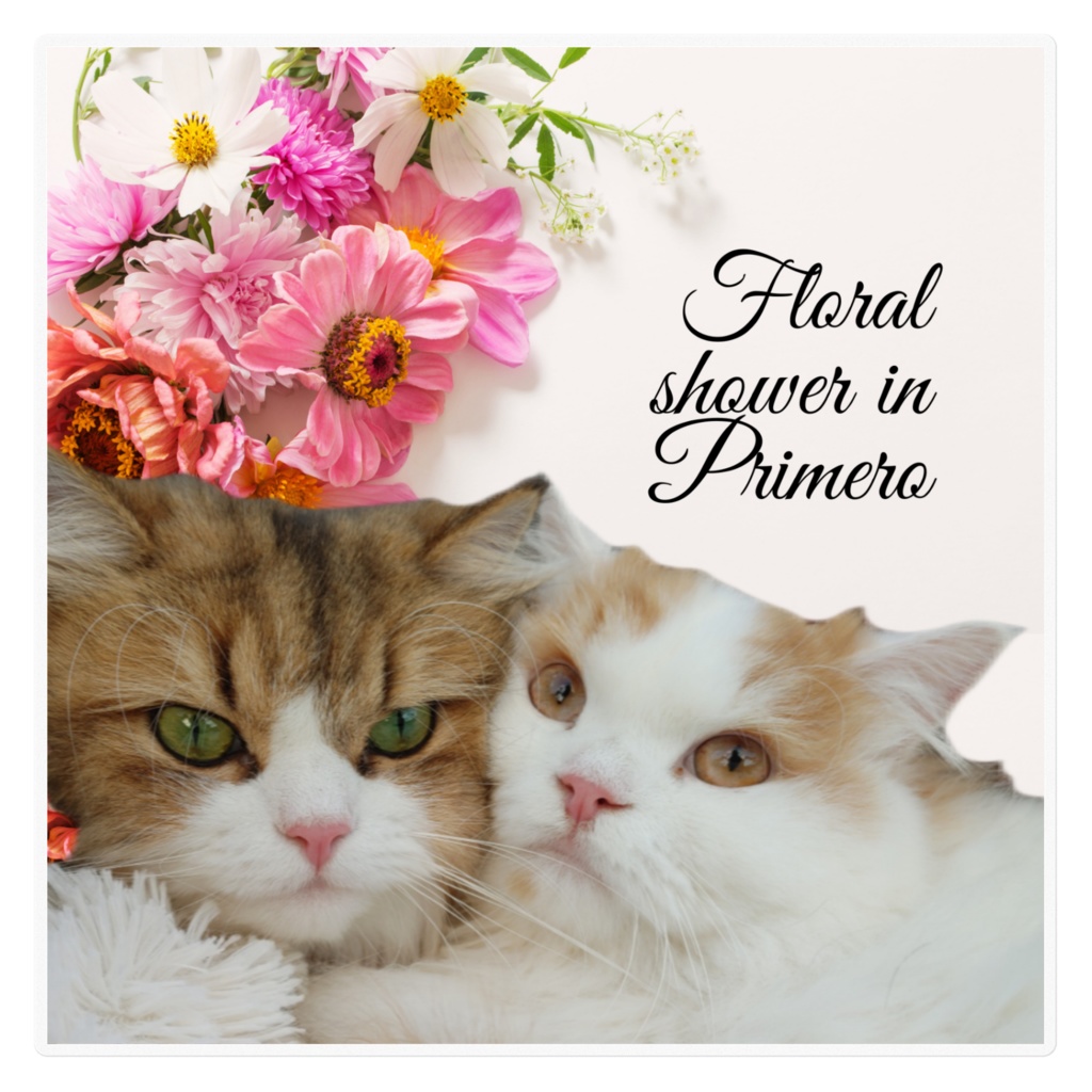 ぷりめろステッカー「Floral ♥Shower in PURIMERO」パターンA サイズ2展開:16㌢/10㌢