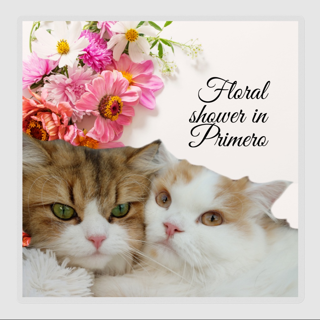 ぷりめろステッカー「Floral ♥Shower in PURIMERO」パターンA サイズ2展開:16㌢/10㌢