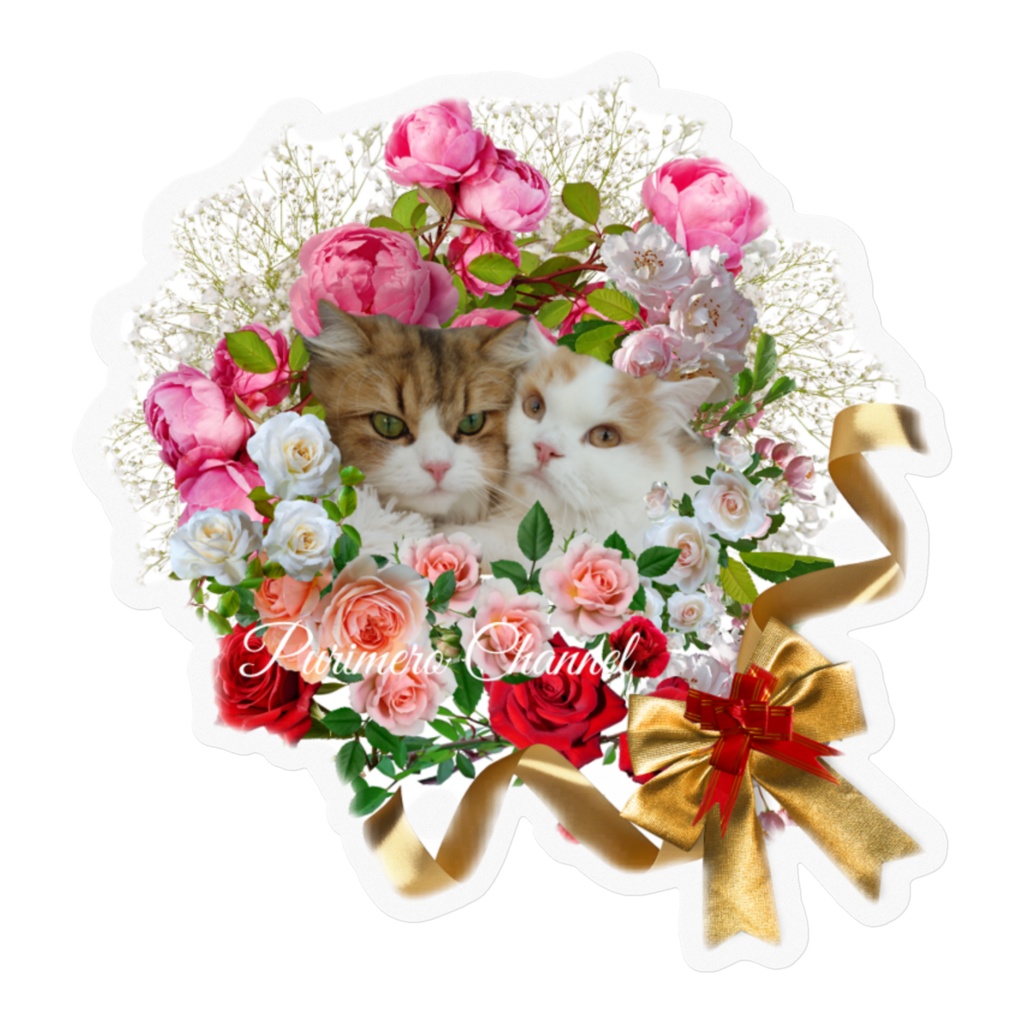 ぷりめろステッカー「Floral ♥Shower in PURIMERO」パターンB サイズ2展開:10㌢/16㌢