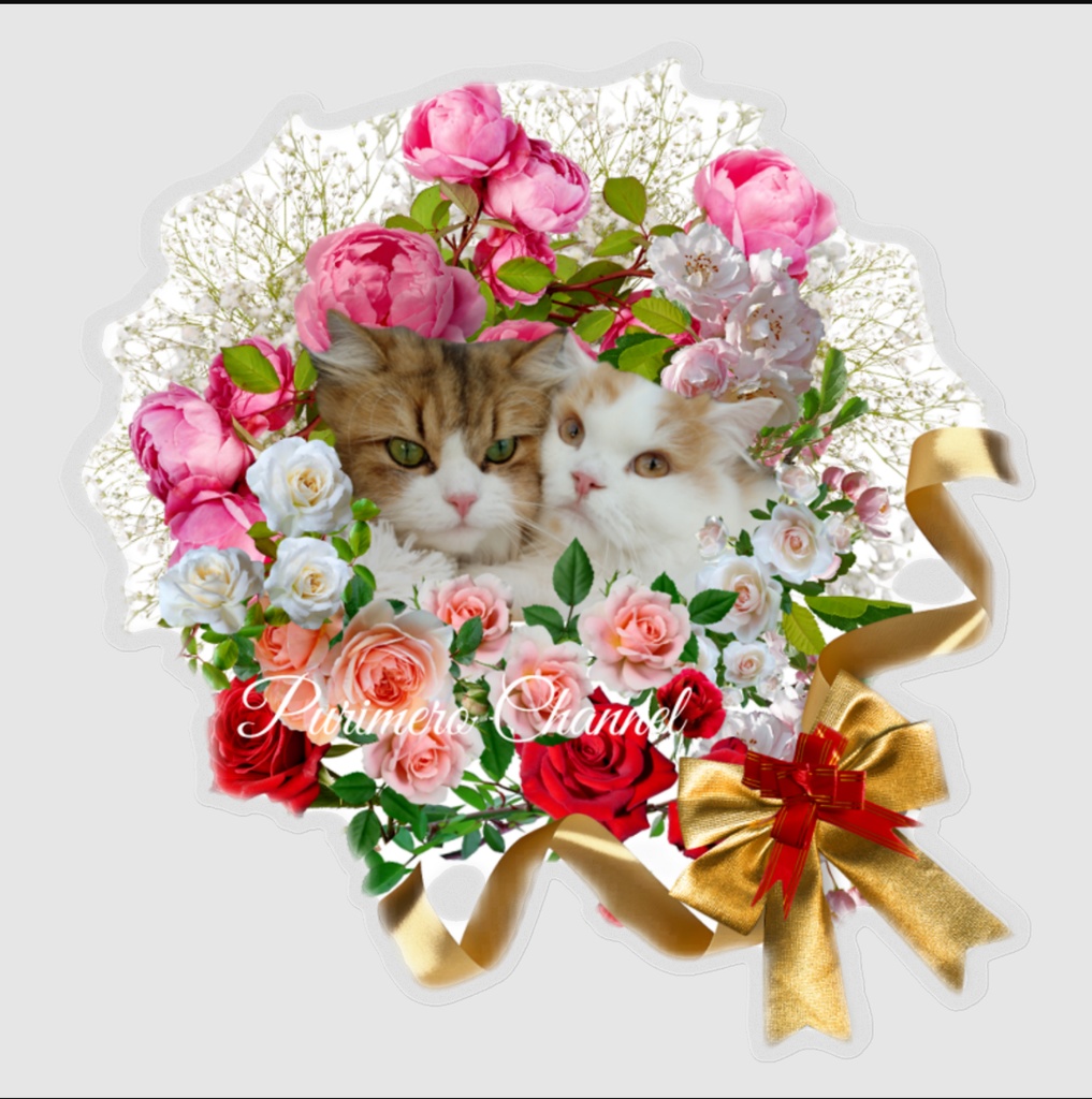 ぷりめろステッカー「Floral ♥Shower in PURIMERO」パターンB サイズ2展開:10㌢/16㌢