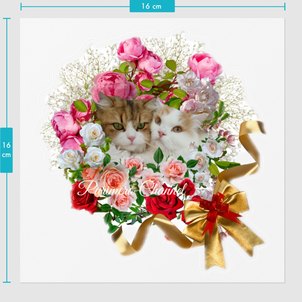 ぷりめろステッカー「Floral ♥Shower in PURIMERO」パターンB サイズ2展開:10㌢/16㌢