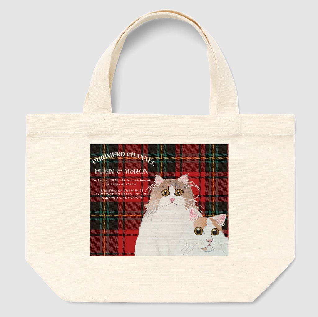 ぷりめろトートバック「ぷりめろアート★タータンチェック」サイズ3展開S/M/L