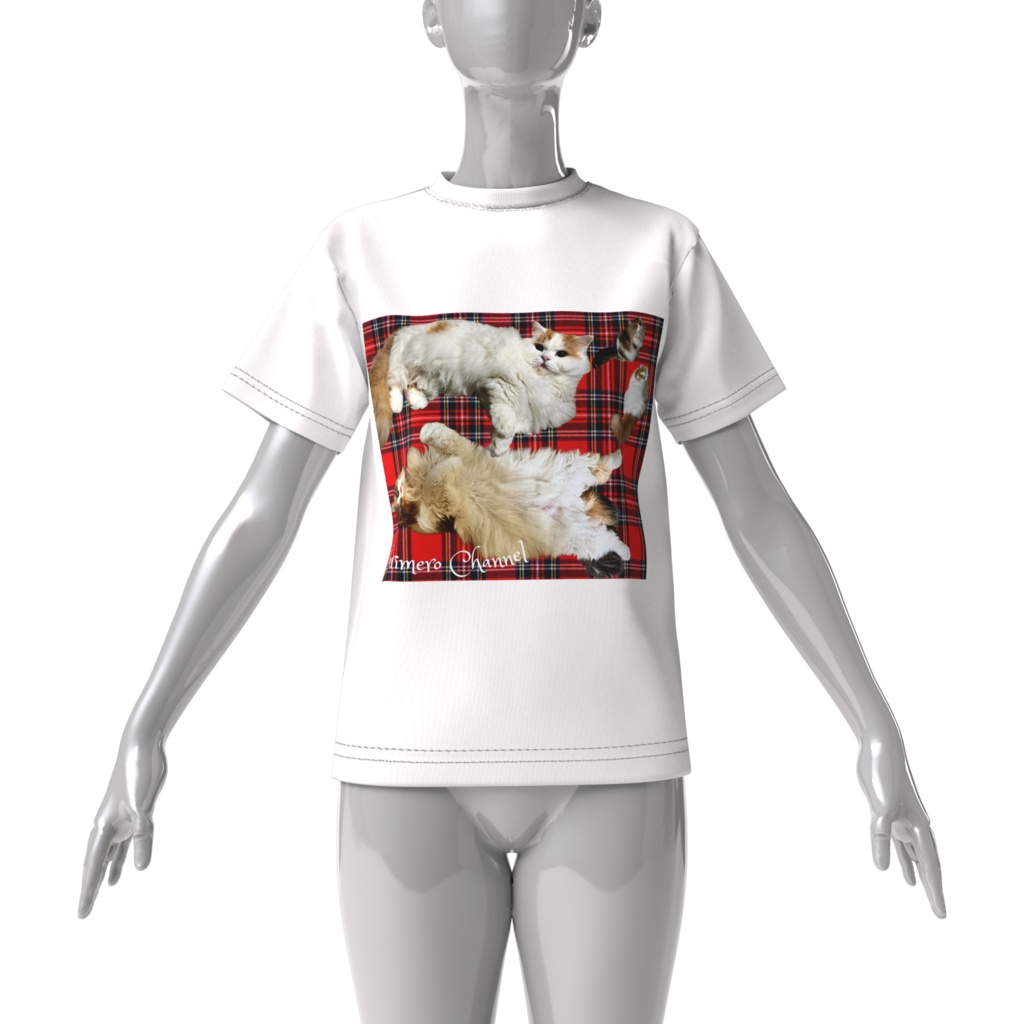 ぷりめろビックシルエットTシャツ「Lovelyタータン」男女兼用サイズ:4展開S~XL カラー:3展開ホワイト/ブラック/杢グレー