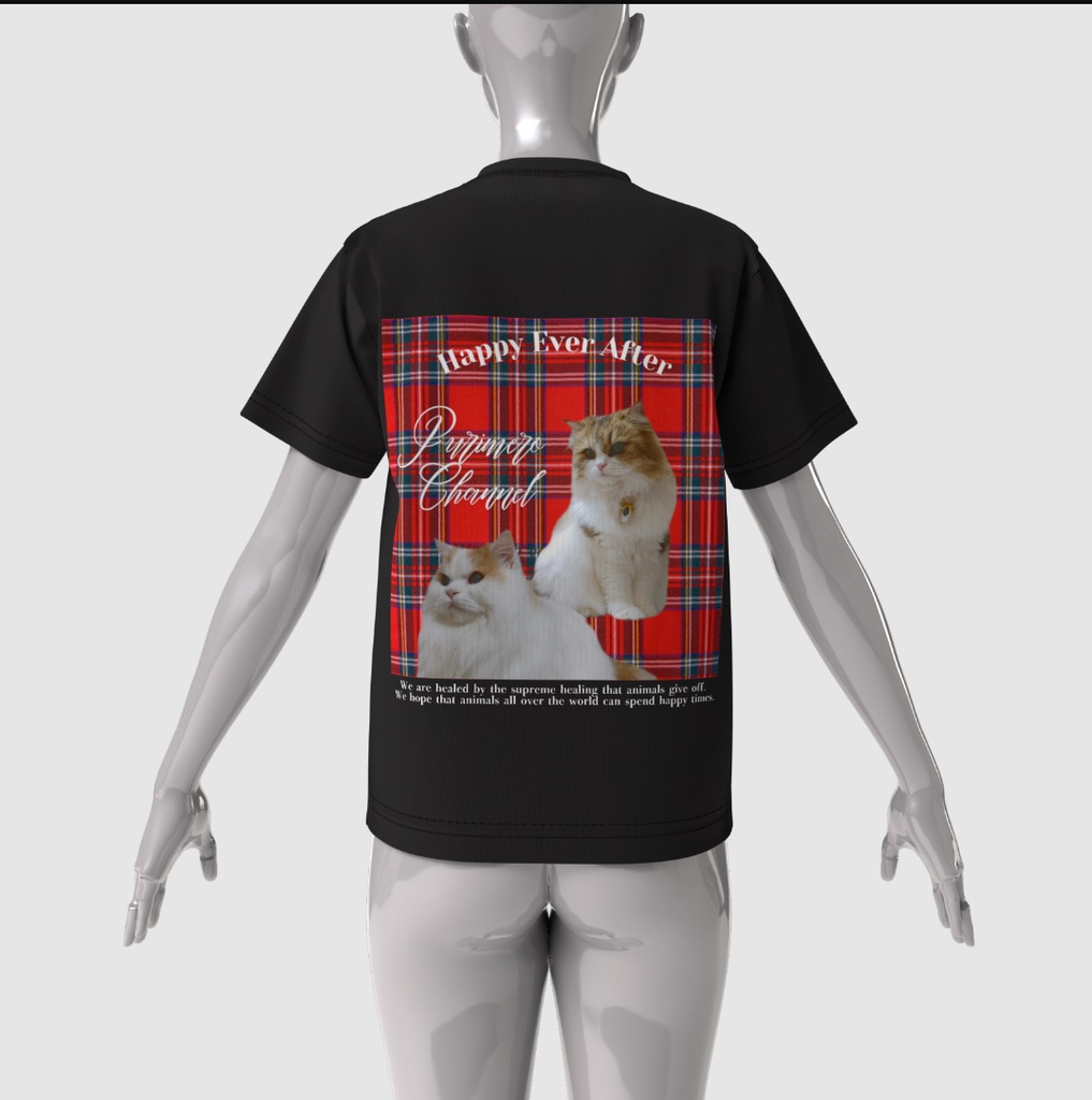 ぷりめろビックシルエットTシャツ「Lovelyタータン」男女兼用サイズ:4展開S~XL カラー:3展開ホワイト/ブラック/杢グレー