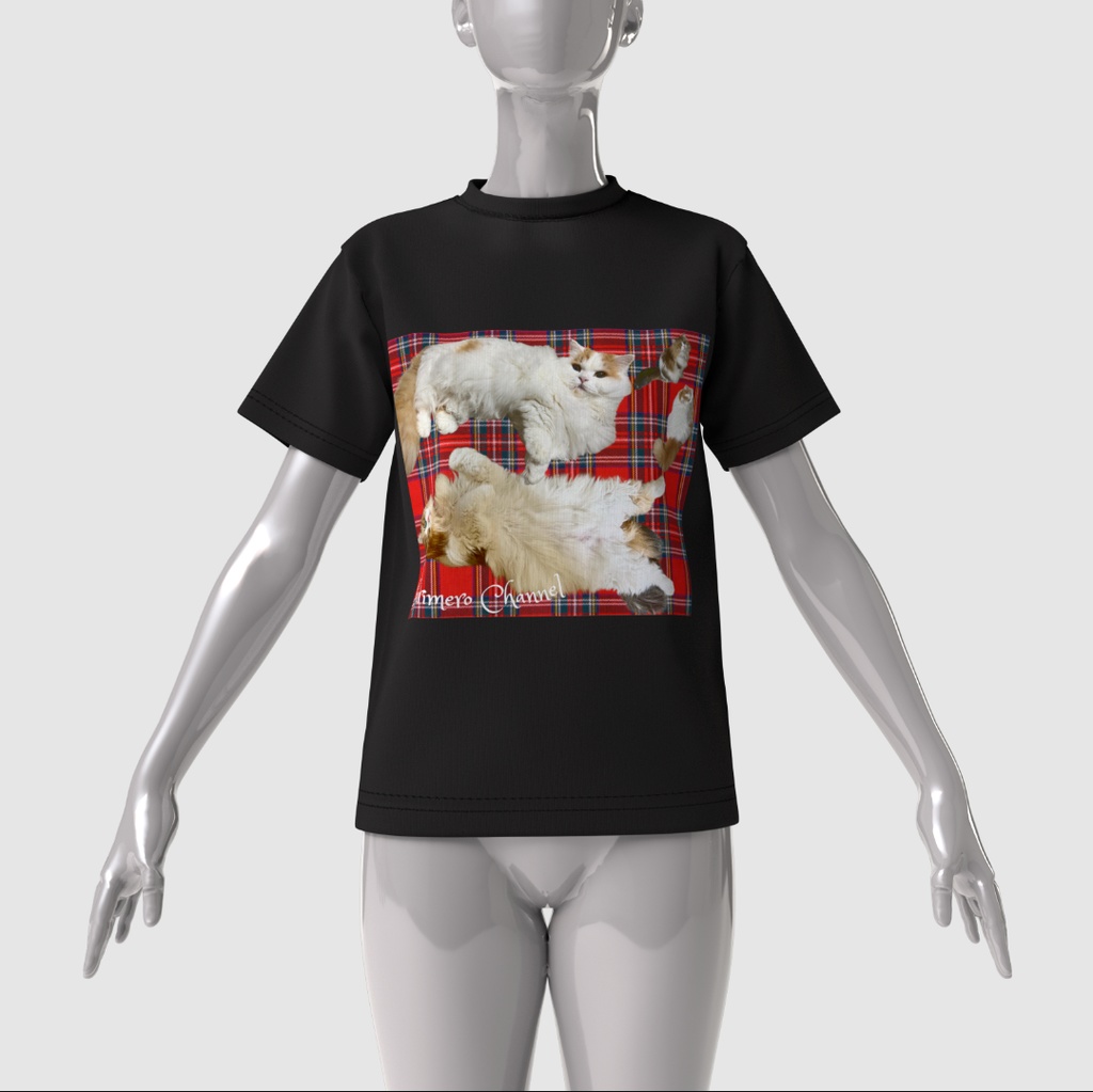 ぷりめろビックシルエットTシャツ「Lovelyタータン」男女兼用サイズ:4展開S~XL カラー:3展開ホワイト/ブラック/杢グレー