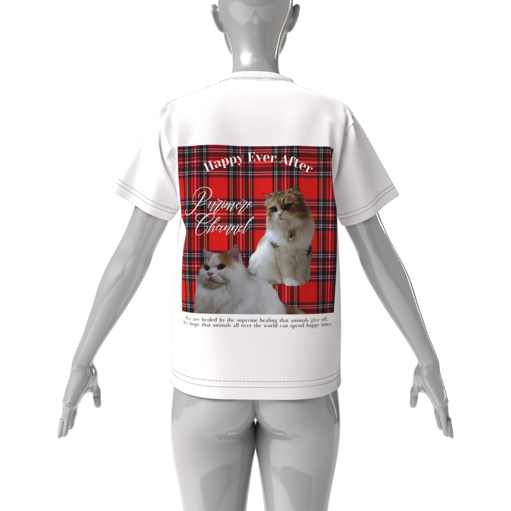 ぷりめろビックシルエットTシャツ「Lovelyタータン」男女兼用サイズ:4展開S~XL カラー:3展開ホワイト/ブラック/杢グレー