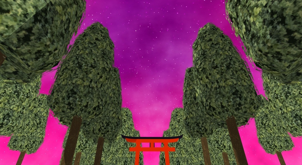 明かりの灯る小さな神社前