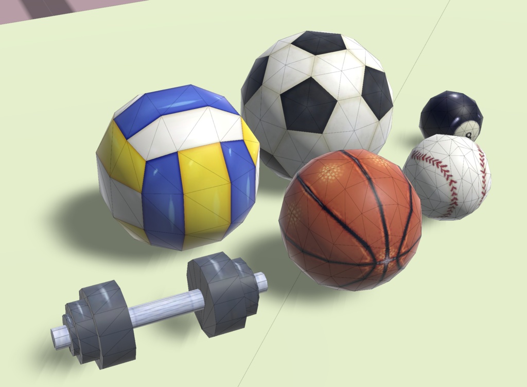 【無料】6種❣️ローポリ小物セット『スポーツ』