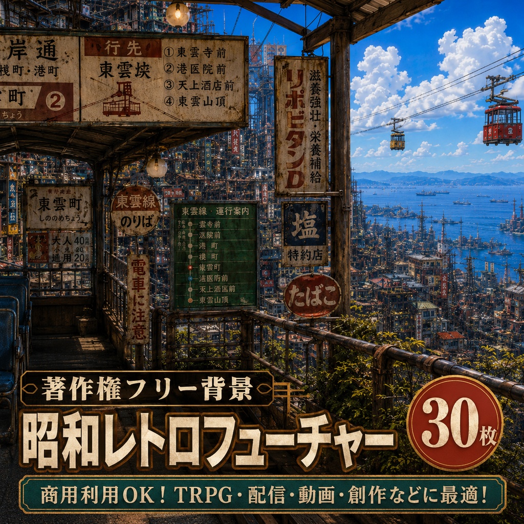 【著作権フリー背景】昭和レトロフューチャー　30枚