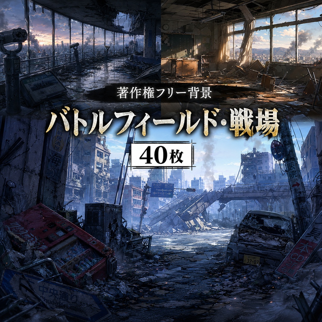 【著作権フリー背景】バトルフィールド・戦場　40枚